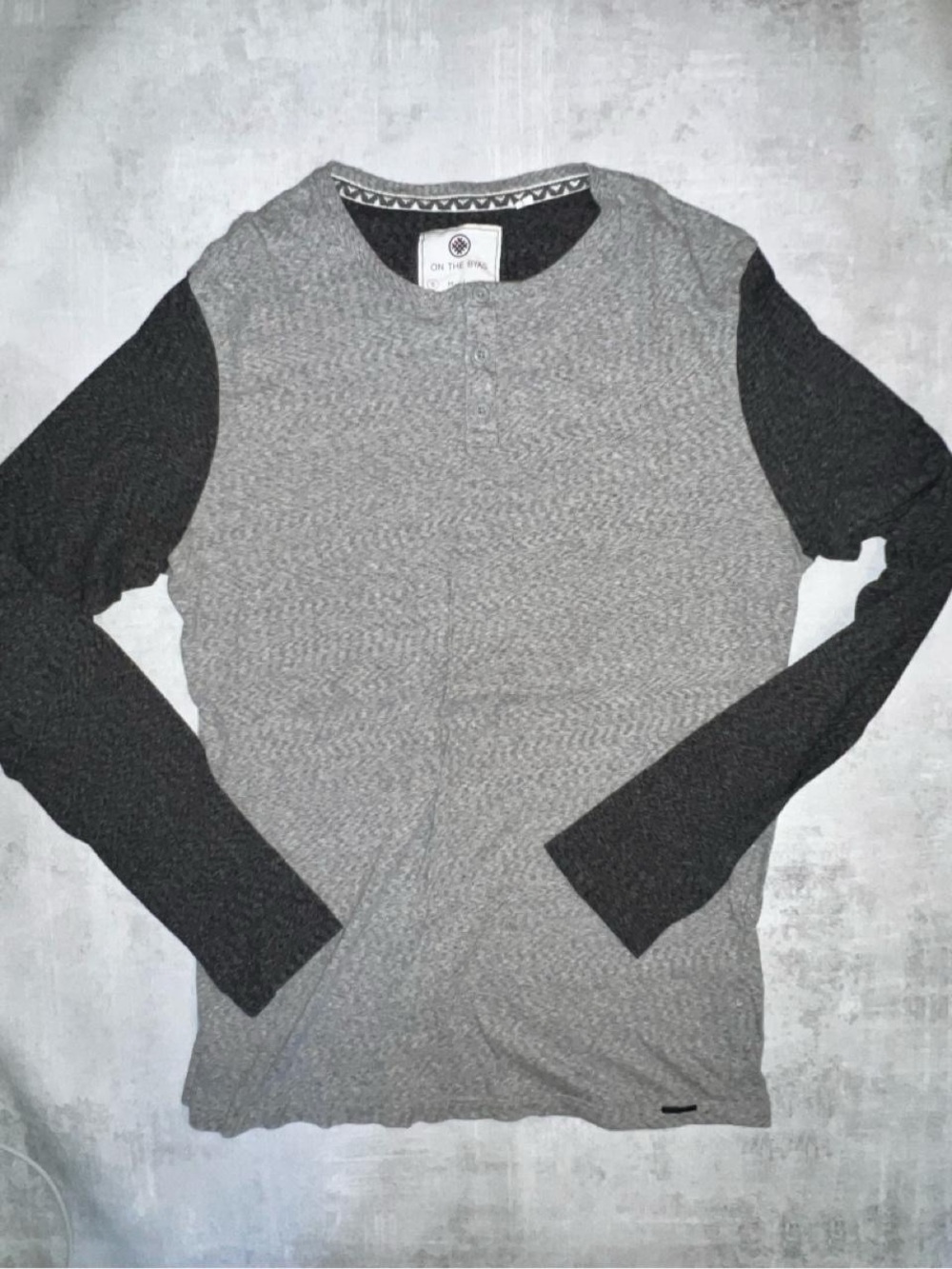 on the byas Two-Tone Gray Long Sleeve Henley Shirt